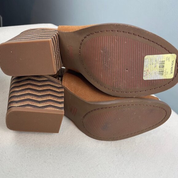 TOMS suede leather peep toe heels Size 9 - Picture 7 of 7